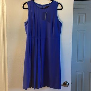 JCrew bright blue sleeveless dress with pleats in front